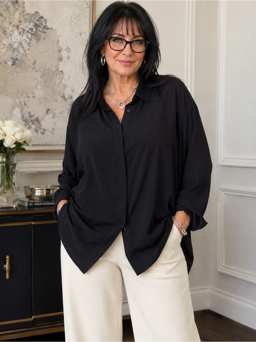 6 torrid Black Collared Button-Front Shirt